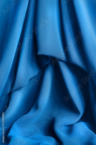 Blue silk drapery