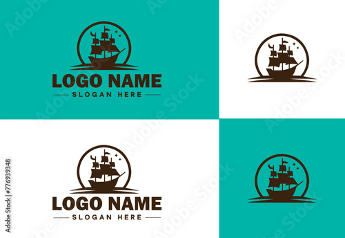 ship sea shipping cargo cruise ocean ship boat logo icon vector for business app silhouette logo template