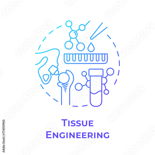 Tissue engineering blue gradient concept icon. Organ regeneration. Health technology. Biotechnology. Round shape line illustration. Abstract idea. Graphic design. Easy to use in presentation