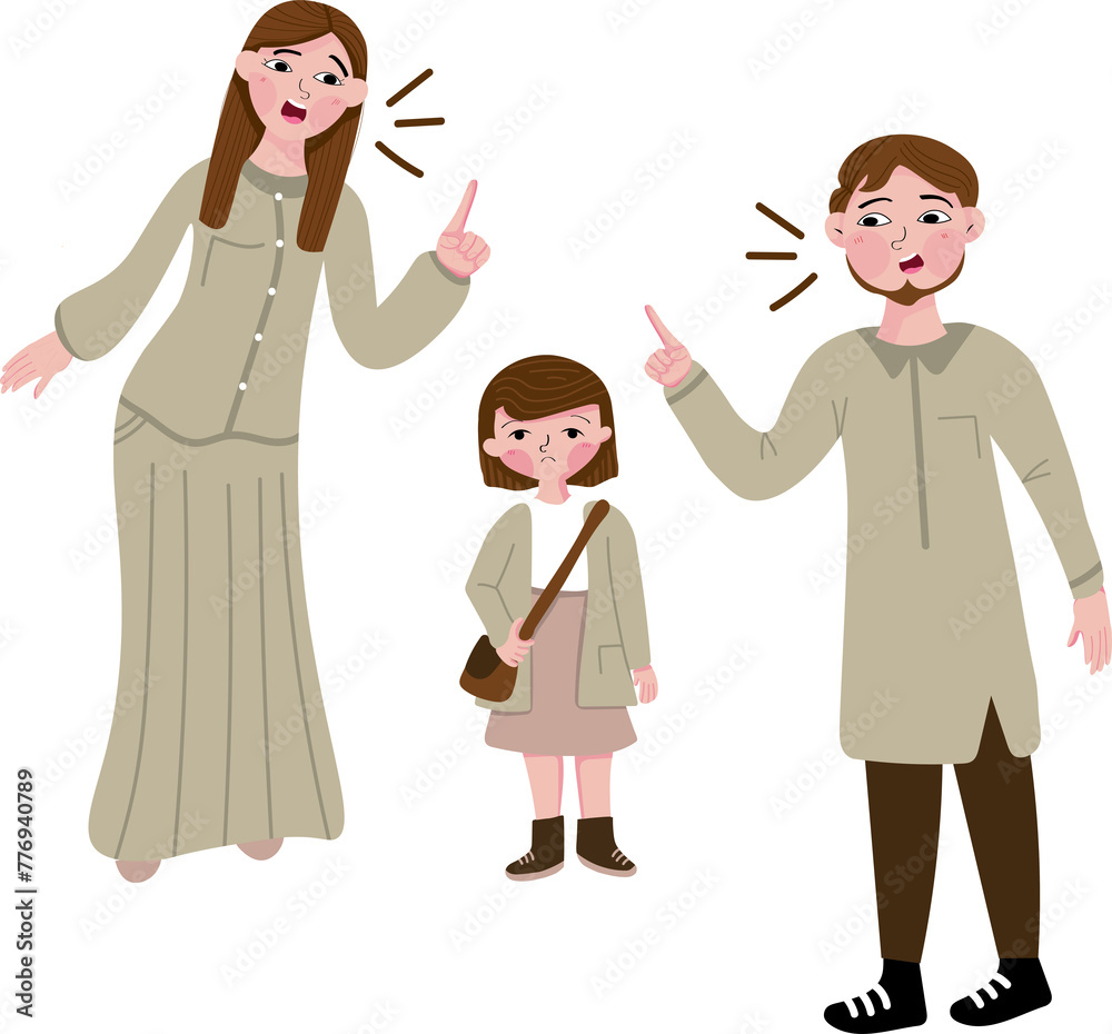 Family Characters Mother, father and Daughter in Conflict Situation Family Characters Mother, father and Daughter in Conflict Situation