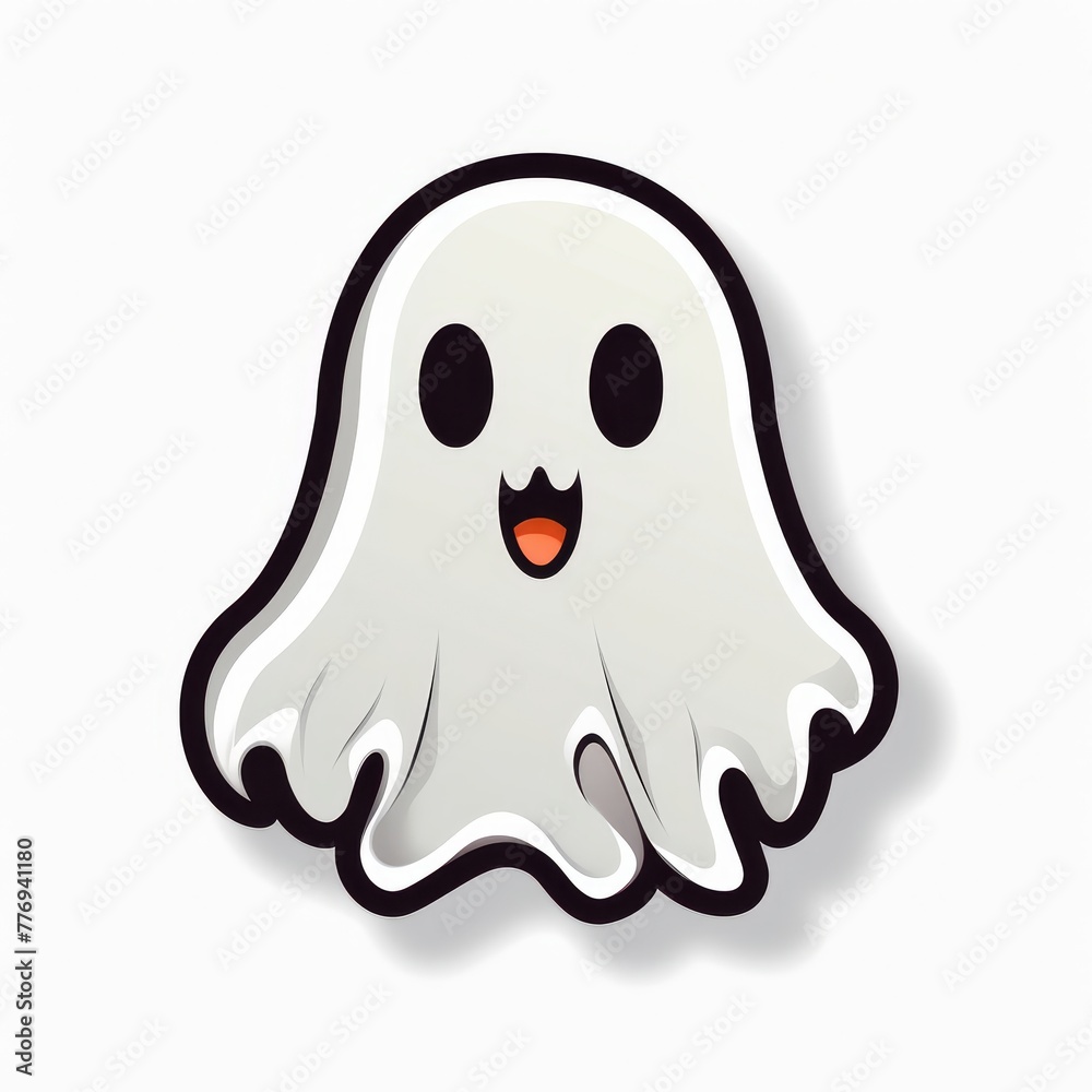 Cute outlined ghost sticker perfect for Halloween decorations on solid white background
Cute outlined ghost sticker perfect for Halloween decorations on solid white background