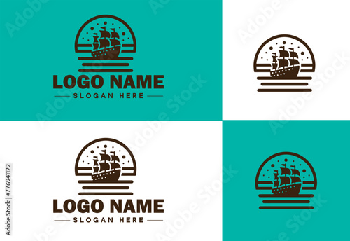 ship sea shipping cargo cruise ocean ship boat logo icon vector for business app silhouette logo template