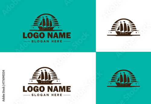 ship sea shipping cargo cruise ocean ship boat logo icon vector for business app silhouette logo template