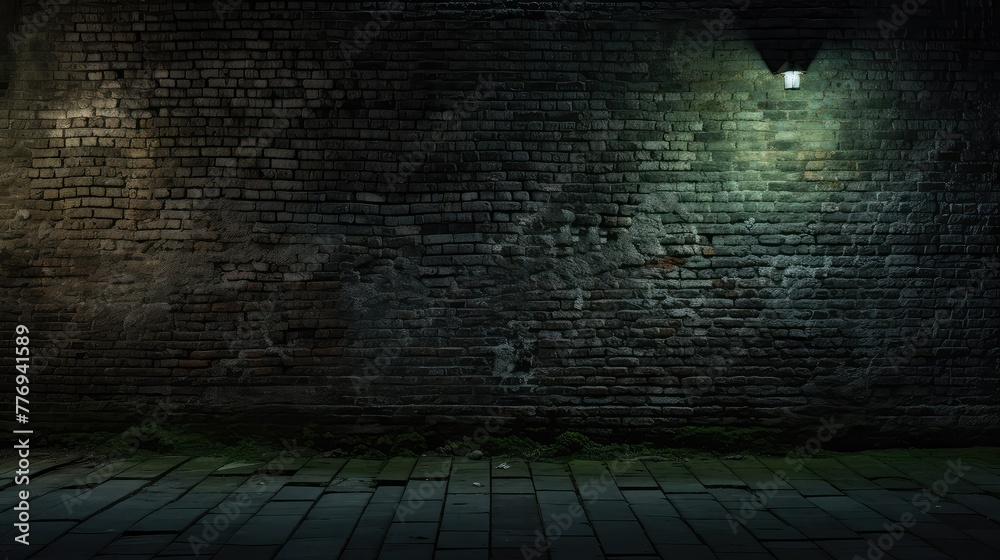 illuminated dark brickwall
