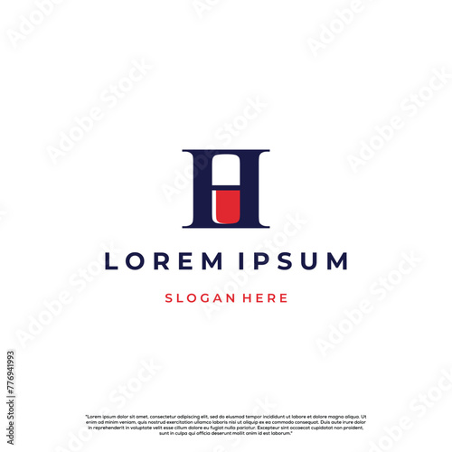 Letter h capsule simple logo design modern concept