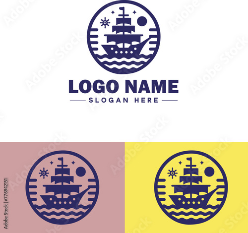 ship sea shipping cargo cruise ocean ship boat logo icon vector for business app silhouette logo template