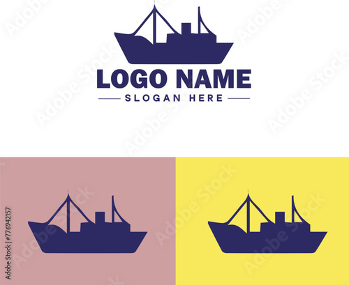 ship sea shipping cargo cruise ocean ship boat logo icon vector for business app silhouette logo template