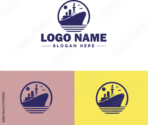 ship sea shipping cargo cruise ocean ship boat logo icon vector for business app silhouette logo template