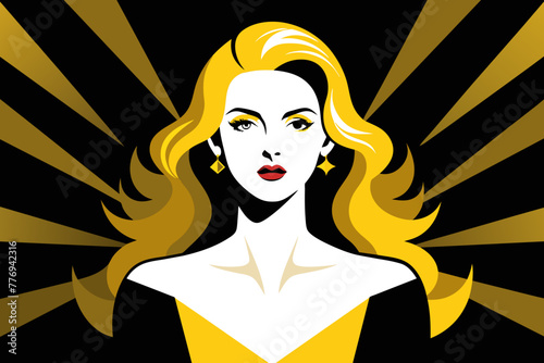 Golden-Haired Glamour Girl Exuding Style and Elegance 