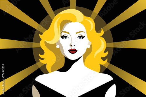 Golden-Haired Glamour Girl Exuding Style and Elegance 
