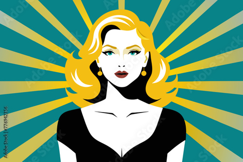 Golden-Haired Glamour Girl Exuding Style and Elegance 