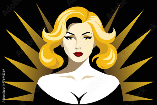 Golden-Haired Glamour Girl Exuding Style and Elegance 