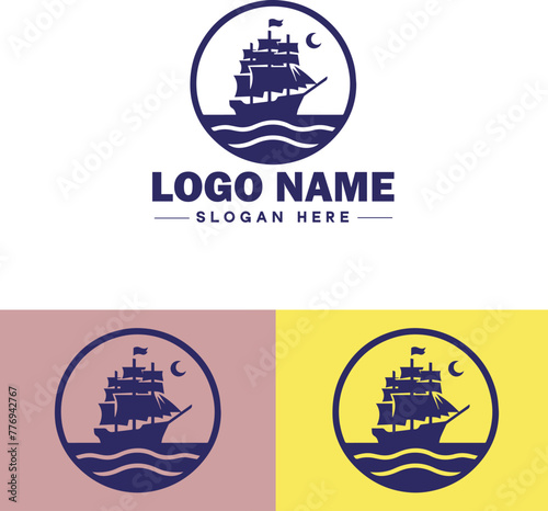 ship sea shipping cargo cruise ocean ship boat logo icon vector for business app silhouette logo template