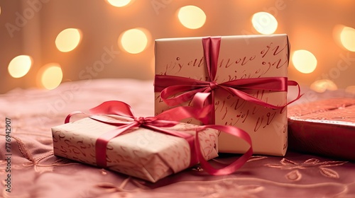 wrapping pink and red presents