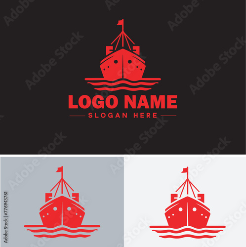 ship sea shipping cargo cruise ocean ship boat logo icon vector for business app silhouette logo template