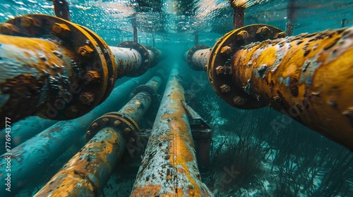 nord stream gas pipe under water  photo