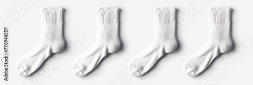 Set  white socks on white background. Banner design.