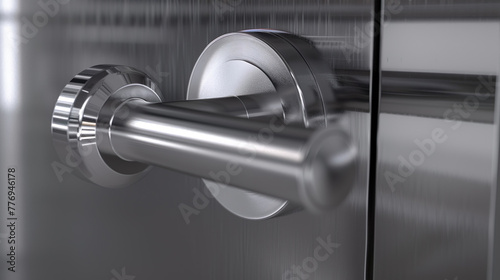 Satin Nickel Door Lever on a Brushed Metal Door