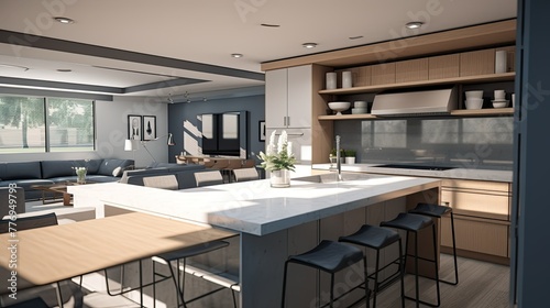 kitchen blurred interior design blueprint