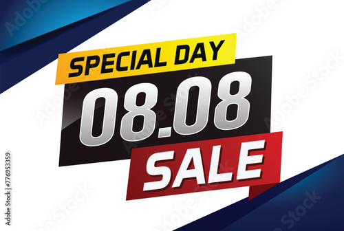 8.8 Special day sale word concept vector illustration with ribbon and 3d style for use landing page, template, ui, web, mobile app, poster, banner, flyer, background, gift card, coupon

