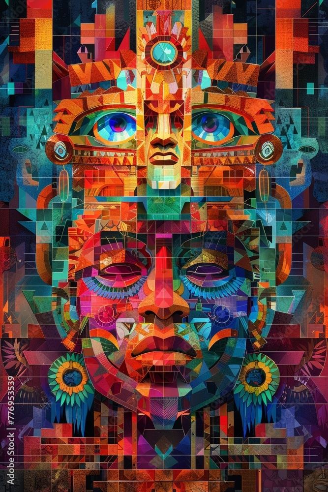 Fototapeta premium abstract digital art, aztec, local, politic, beyound
