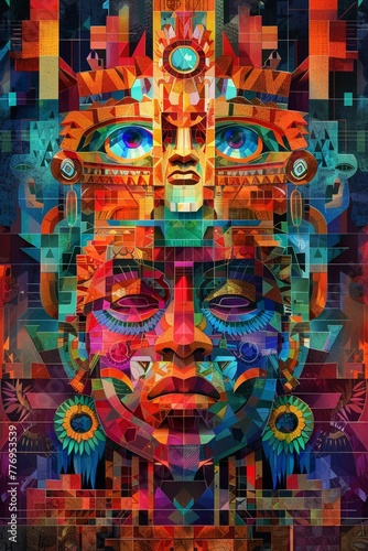 abstract digital art, aztec, local, politic, beyound