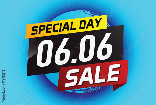 6.6 Special day sale word concept vector illustration with ribbon and 3d style for use landing page, template, ui, web, mobile app, poster, banner, flyer, background, gift card, coupon

