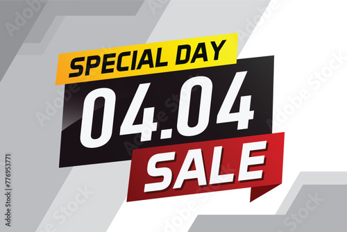 4.4 Special day sale word concept vector illustration with ribbon and 3d style for use landing page, template, ui, web, mobile app, poster, banner, flyer, background, gift card, coupon

