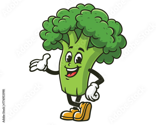 Broccoli cartoon mascot illustration character vector clip art hand drawn