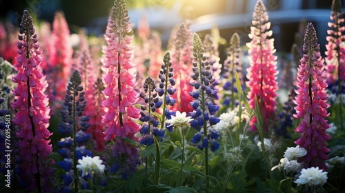 vibrant pink and navy flowers