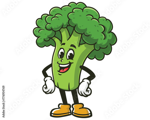 Broccoli laugh cartoon mascot illustration character vector clip art hand drawn
