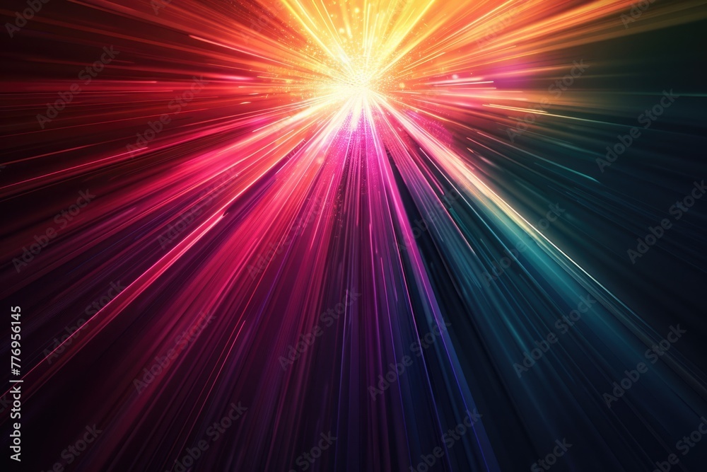 abstract dark background of light with stripes of colourful rays moving from the center abstract dark background of light with stripes of colourful rays moving from the center