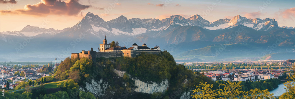 Great City in the World Evoking Vaduz in Liechtenstein - obrazy, fototapety, plakaty 