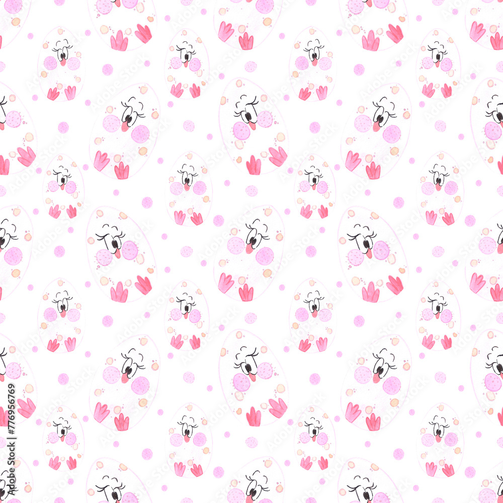 Hand drawn watercolor easter eggs cookies seamless pattern isolated on white background. Can be used for textile, fabric and other printed products. Hand drawn watercolor easter eggs cookies seamless pattern isolated on white background. Can be used for textile, fabric and other printed products.