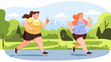 Illustration image of two women running through a park