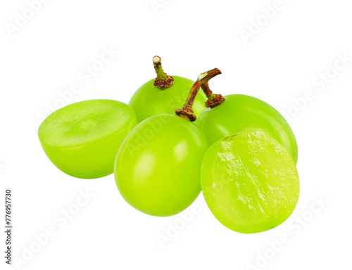 Yelly green grape isolated on white background.
