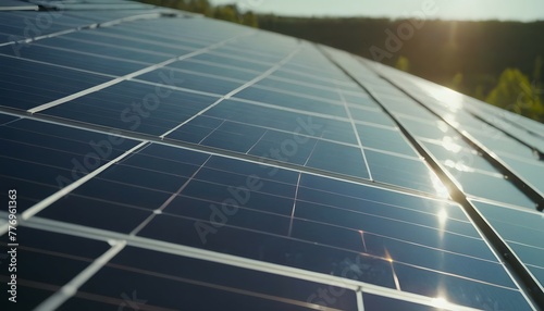 Close up solar panels in the sun. Renewable energy solar panels generating green energy