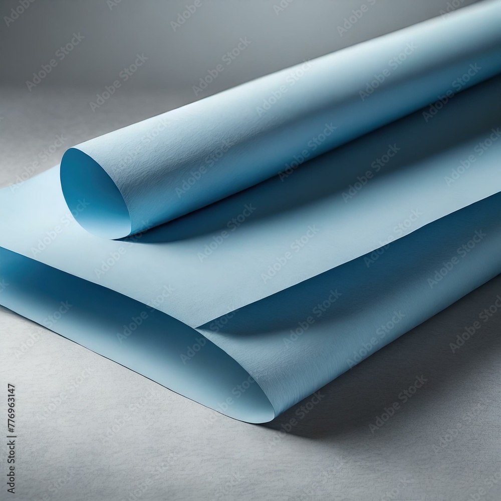 roll of paper.an artistic rendering of two vertical blue paper sheets resting gracefully on a soft gray surface, with natural light casting gentle shadows and highlighting the tactile quality of the p roll of paper.an artistic rendering of two vertical blue paper sheets resting gracefully on a soft gray surface, with natural light casting gentle shadows and highlighting the tactile quality of the p