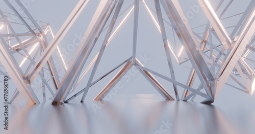 Futuristic abstract background crystal building 3d render