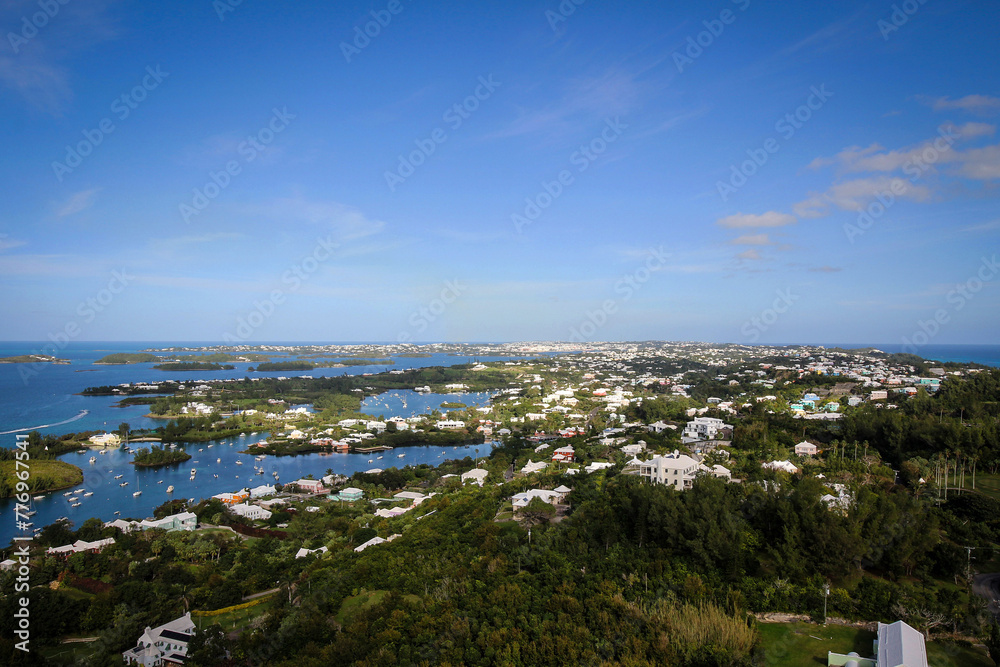 Scenic panoramic view of Bermuda from Gibbs Hill lighthouse