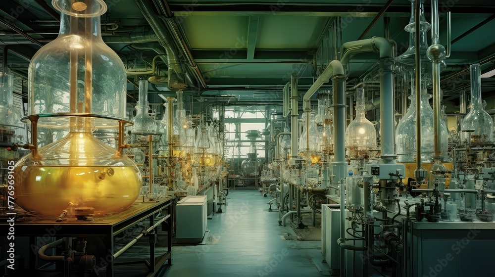 beakers chemical plant interior