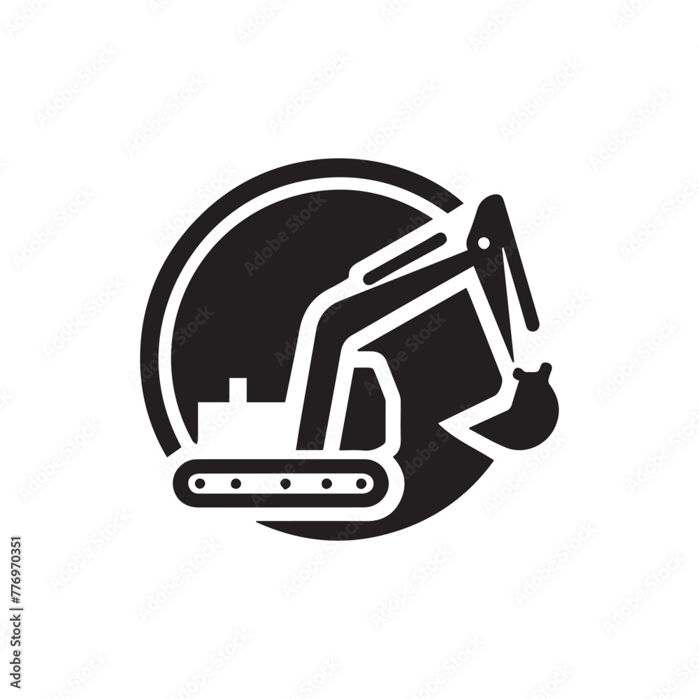 Excavator simple icon logo vector design-001 Excavator simple icon logo vector design-001