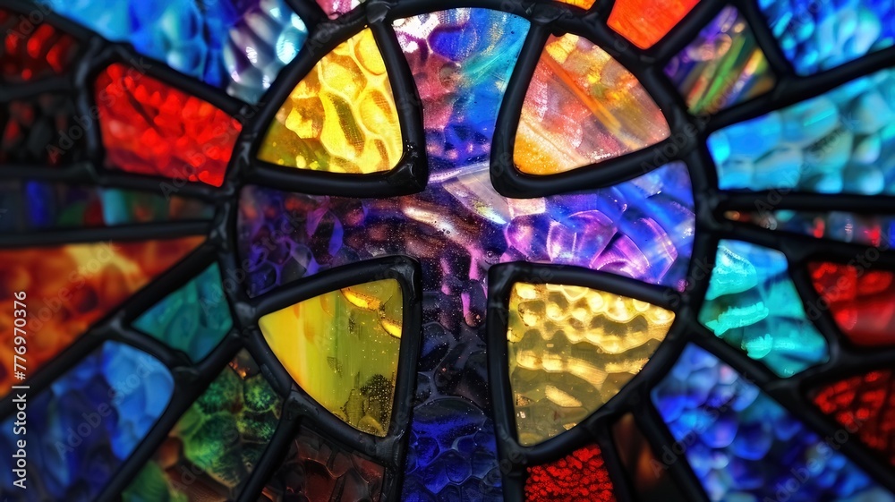 christian cross as a stained glas window
