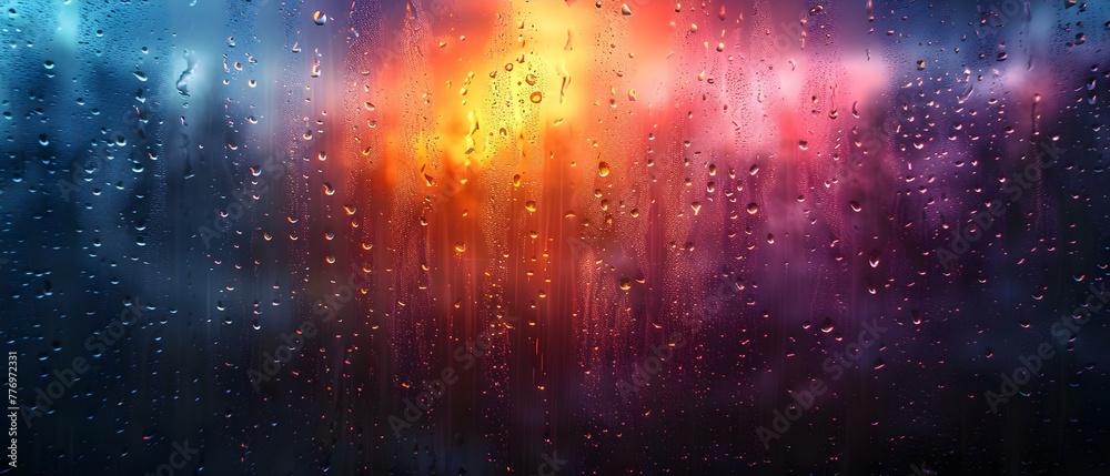 Raindrops Splattered Against the Window: A Visual and Auditory Symphony. Concept Rainy Day Reflections, Water Melodies, Mood-enhancing Rain Sounds