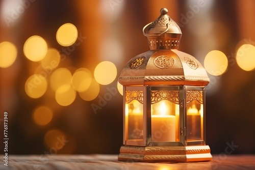 Eid mubarak and ramadan kareem greetings with islamic lantern and mosque. Eid al fitr background