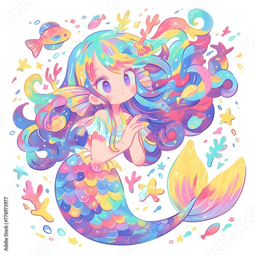 Cute rainbow mermaid