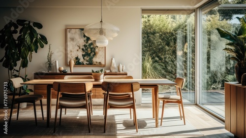 minimalist blurred mid century interior design © vectorwin