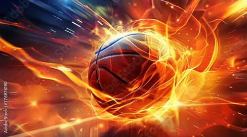 Basketball Engulfed in Flames: Power and Energy on the Court. Generative ai
