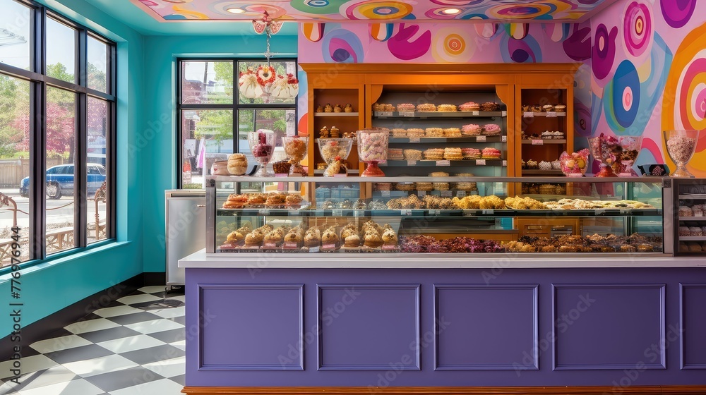 playful bakery interior