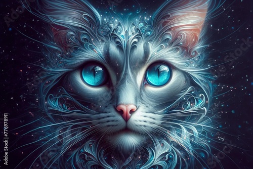 A cat with blue eyes and blue face